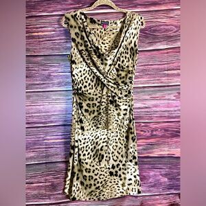 Vince Camuto Leopard Print Dress Low-Cut Chest, Sleeveless. Size Medium.